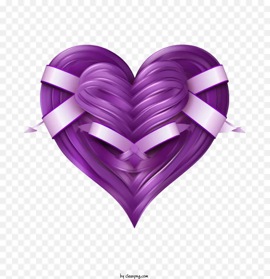 Journée Du Cœur Violet，Coeur De Ruban Violet PNG