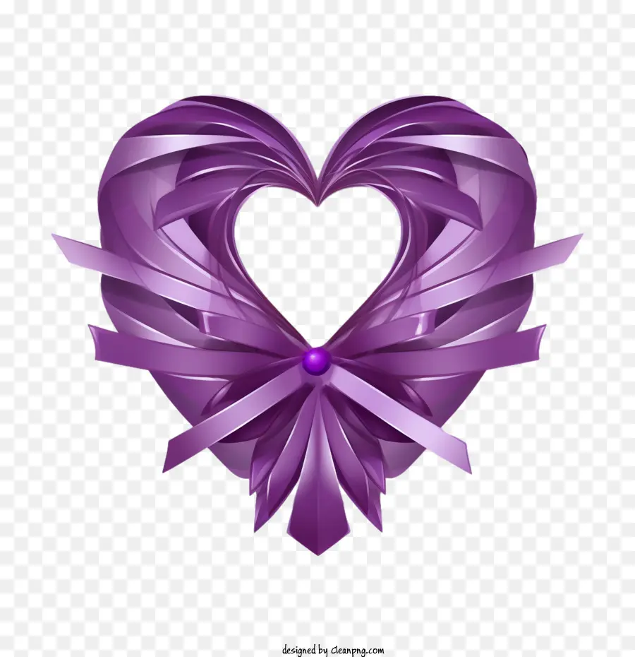 Journée Du Cœur Violet，Coeur De Ruban Violet PNG