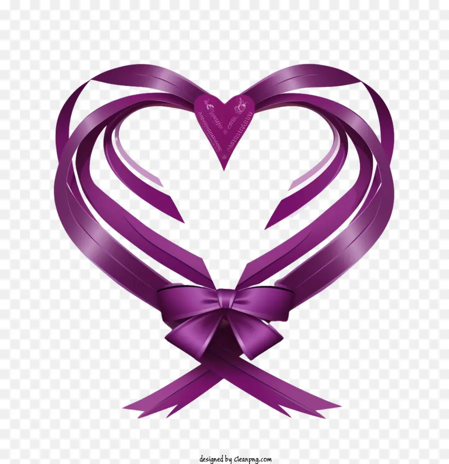 Journée Du Cœur Violet，Coeur De Ruban Violet PNG