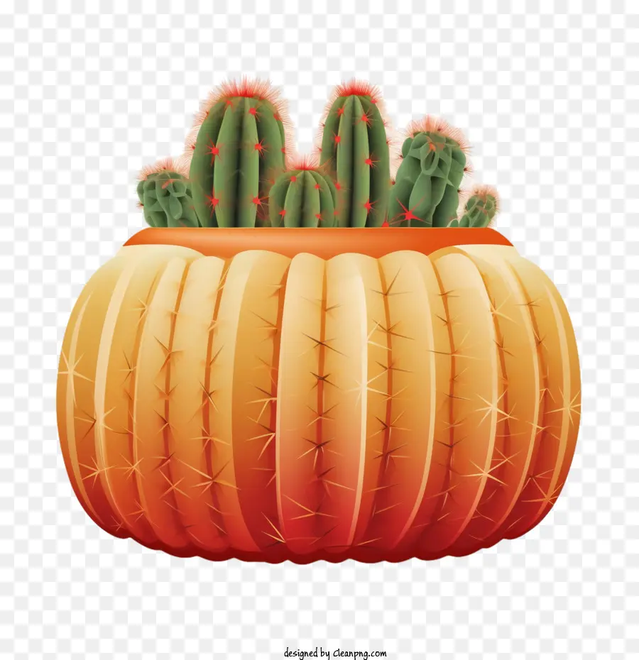 Cactus，Pot Orange PNG