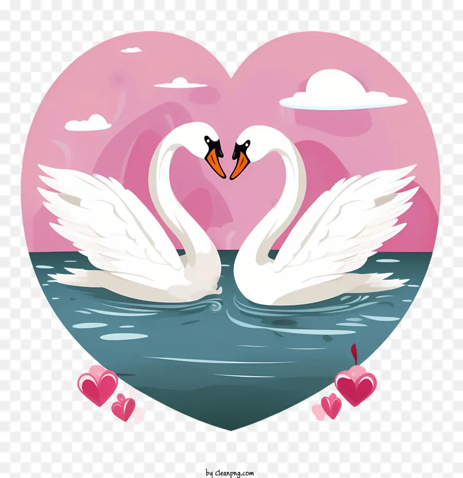 Cygne，Cygnes En Coeur PNG