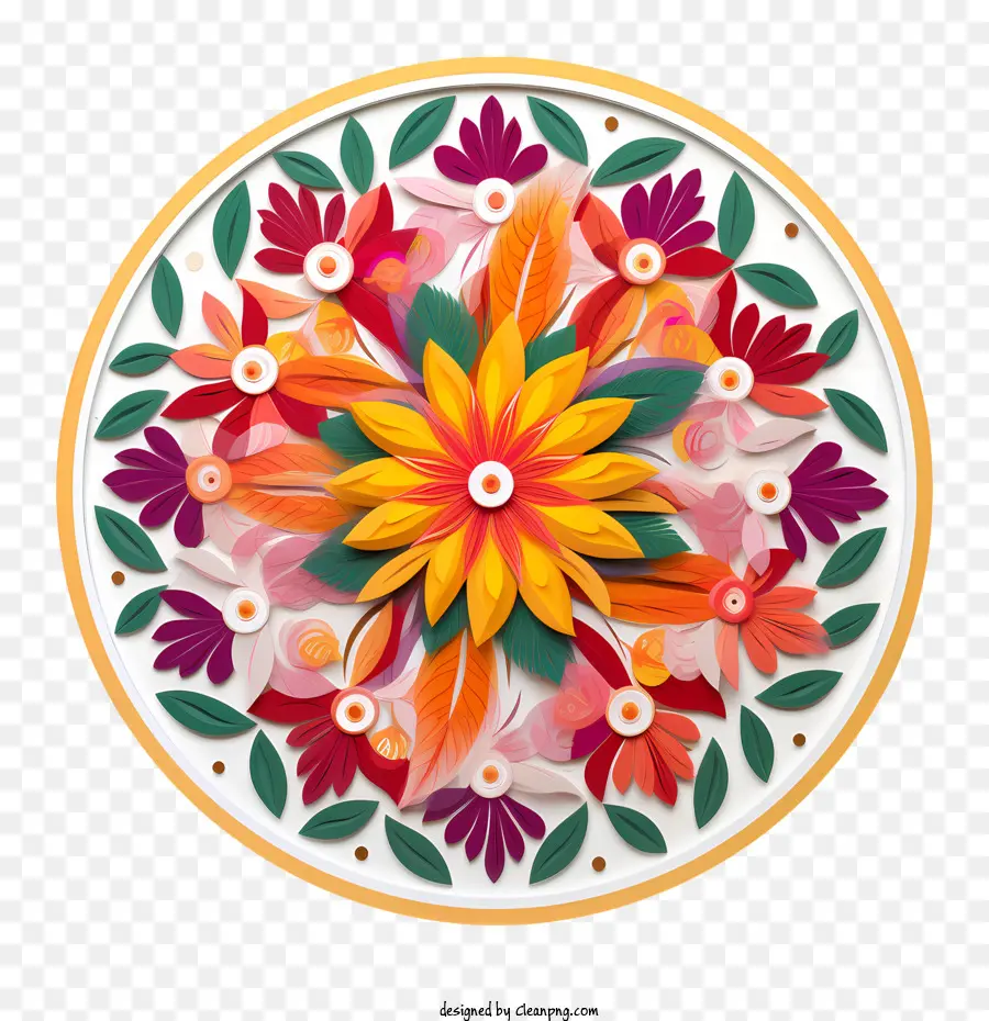 Rangoli Floral Onam，Mandala Floral PNG