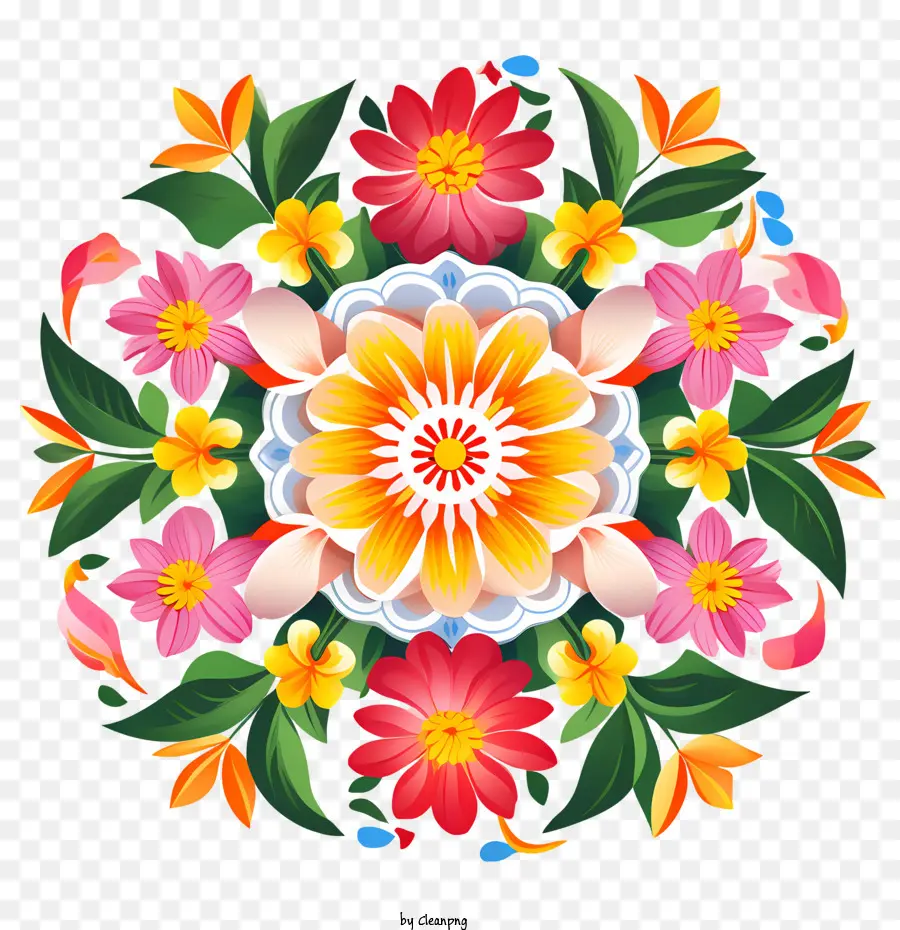 Rangoli Floral Onam，Mandala Floral PNG