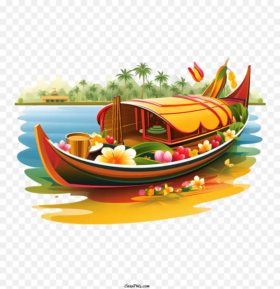 Bateau Onam，Bateau Coloré PNG