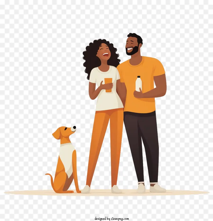 Journée Nationale Du Bonheur，Couple Avec Chien PNG