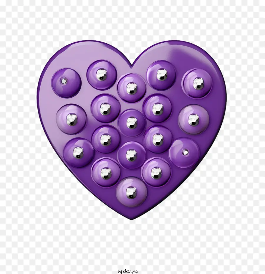 Journée Du Cœur Violet，Coeur Avec Boutons PNG