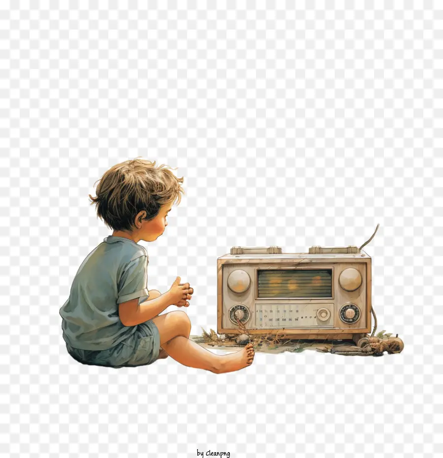 Journée Nationale De La Radio，Enfant Avec Radio PNG