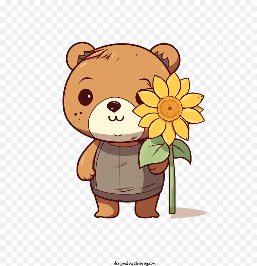 Journée De L'ours En Peluche，Ours Avec Tournesol PNG