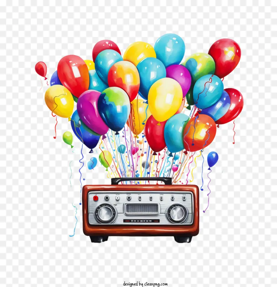 Journée Nationale De La Radio，Radio Avec Des Ballons PNG