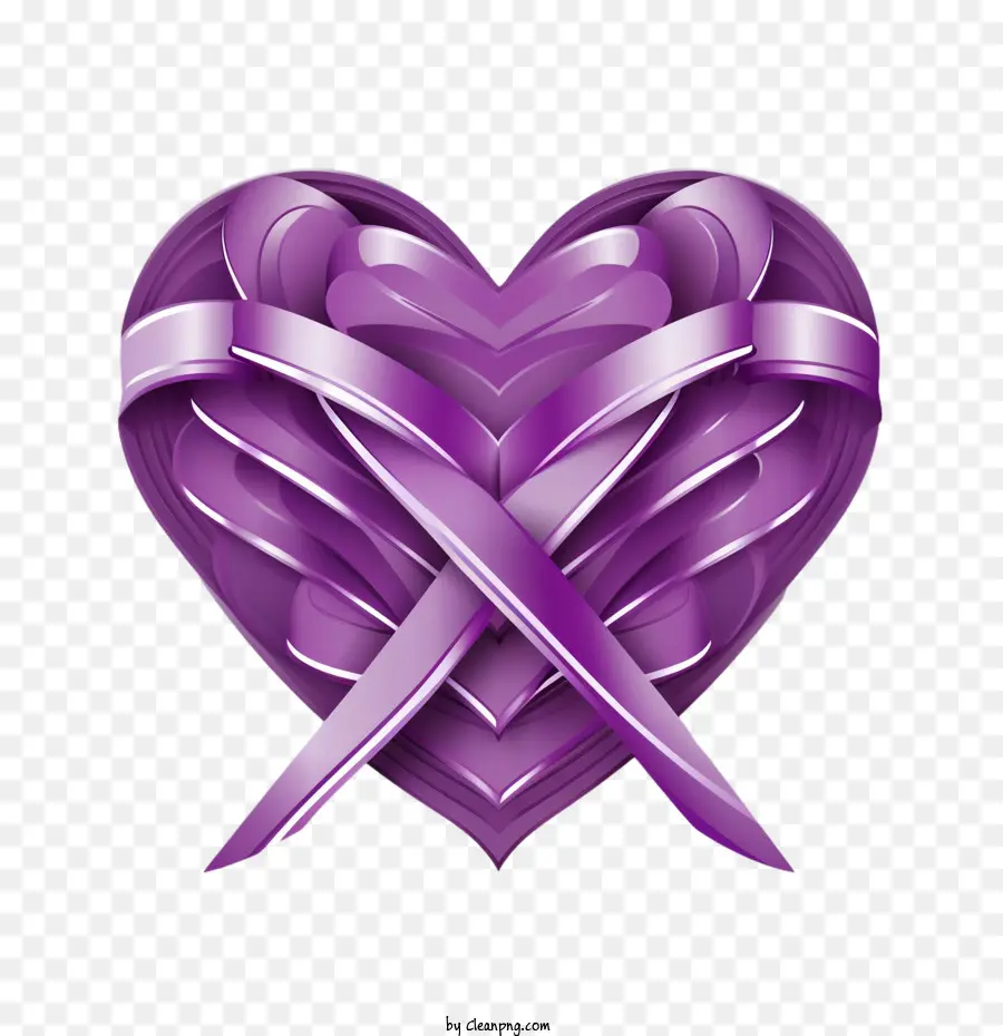 Journée Du Cœur Violet，Coeur De Ruban Violet PNG