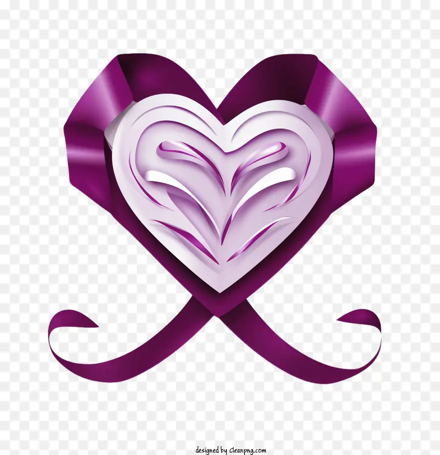 Journée Du Cœur Violet，Coeur De Ruban Violet PNG