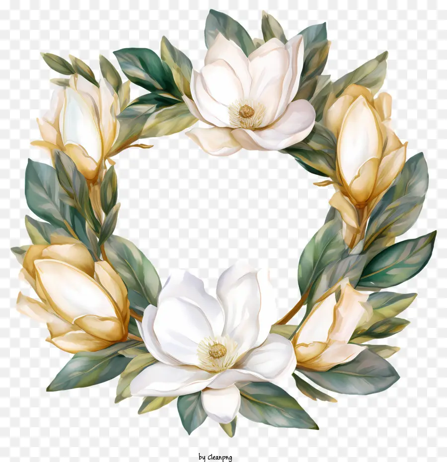 Magnolia Couronne，Fleurs Blanches PNG
