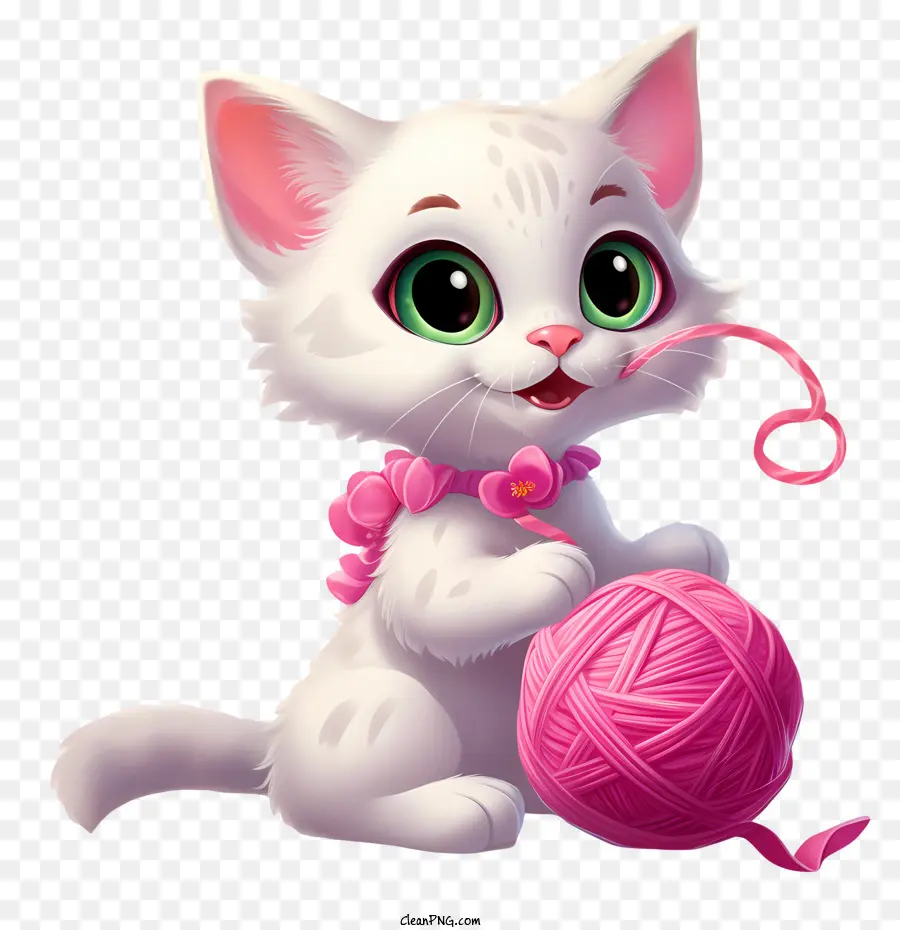 Chat Jouant à La Balle De Laine，Chat Mignon PNG