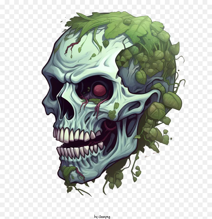 Crâne De Zombie，Crâne Vert PNG