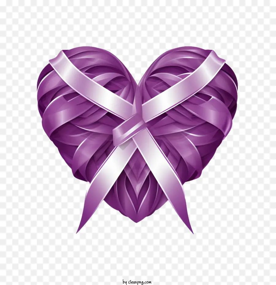 Journée Du Cœur Violet，Coeur De Ruban Violet PNG