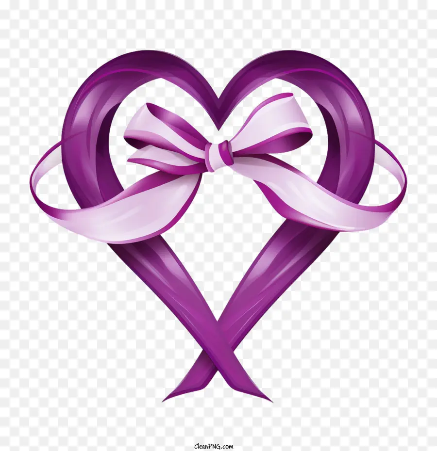 Journée Du Cœur Violet，Coeur De Ruban Violet PNG