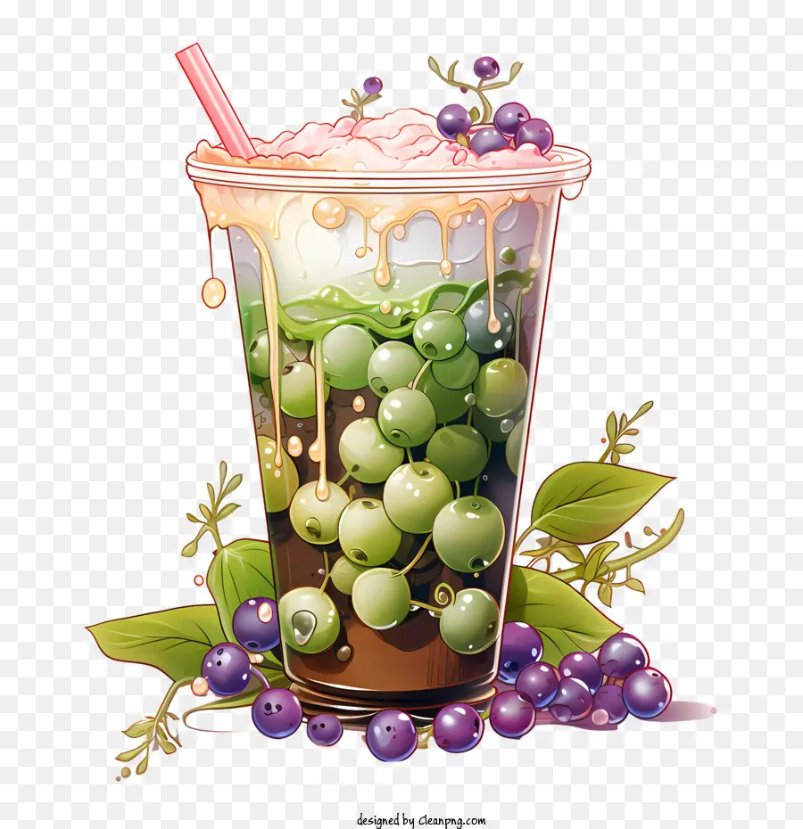 Thé Aux Perles Matcha，Smoothie Vert PNG