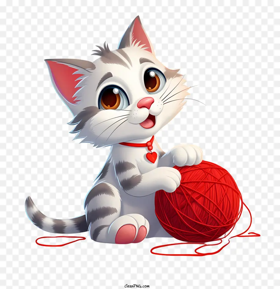 Chat Jouant à La Balle De Laine，Chat Mignon PNG