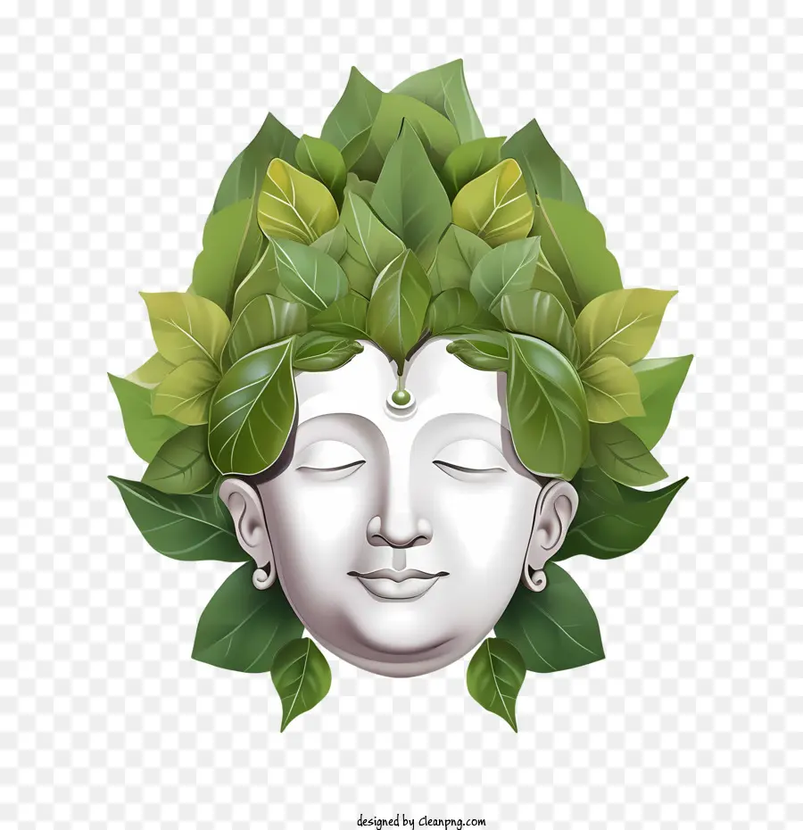 Visage Abstrait，Visage Avec Des Feuilles PNG