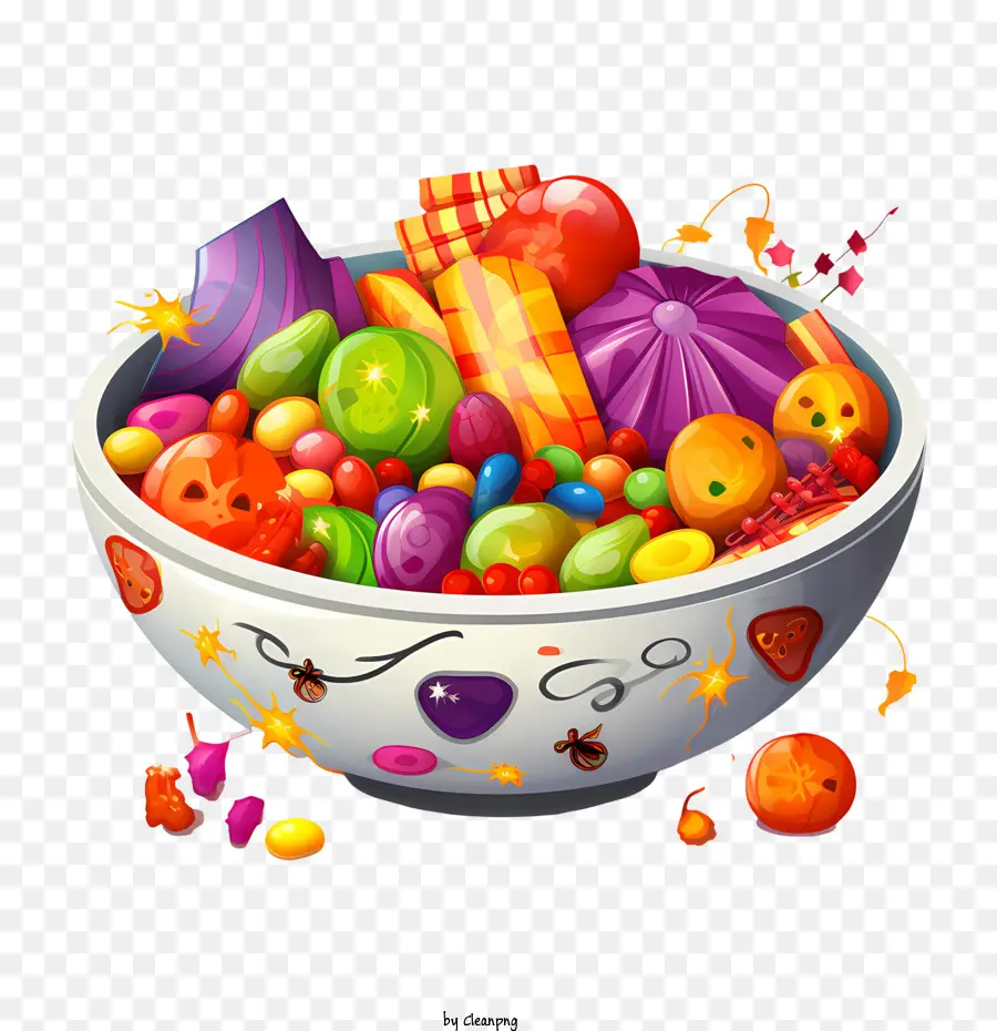 Bol De Bonbons D'halloween，Bonbons Colorés PNG