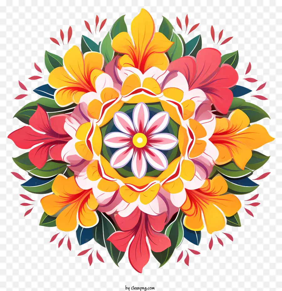 Rangoli Floral Onam，Mandalas PNG