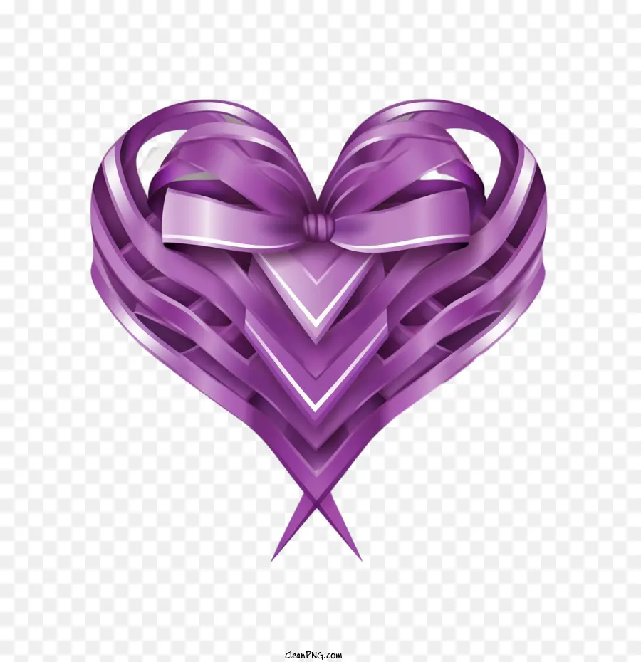 Journée Du Cœur Violet，Coeur De Ruban Violet PNG