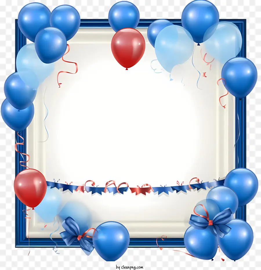 Cadre D'anniversaire，Ballons Bleus PNG