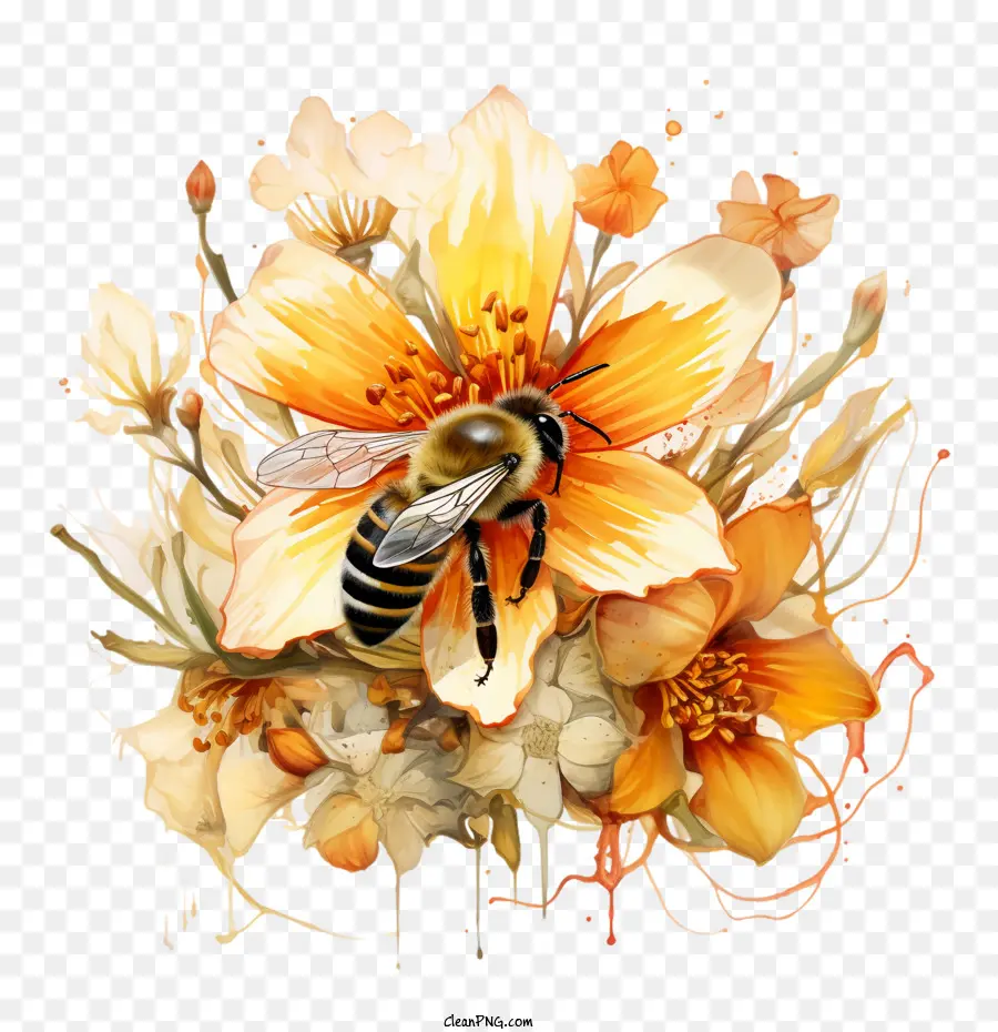 Journée Mondiale Des Abeilles，Abeilles Et Fleurs PNG