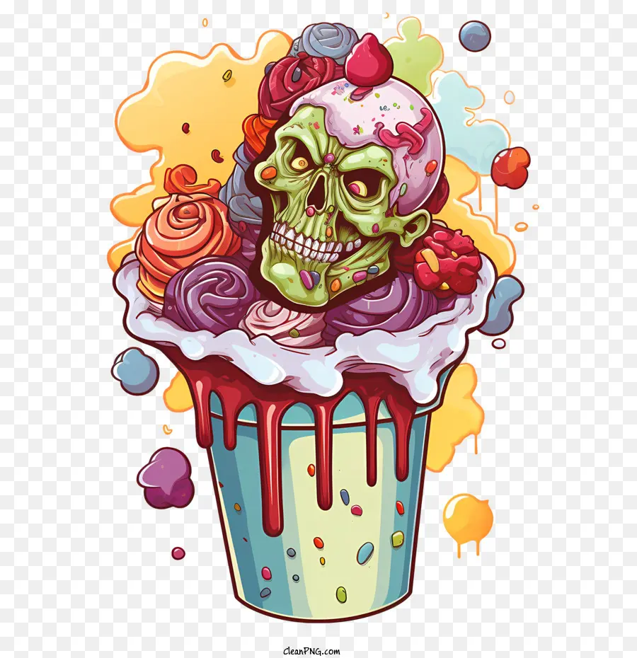 Glace Aux Zombies，Crâne Et Glace PNG