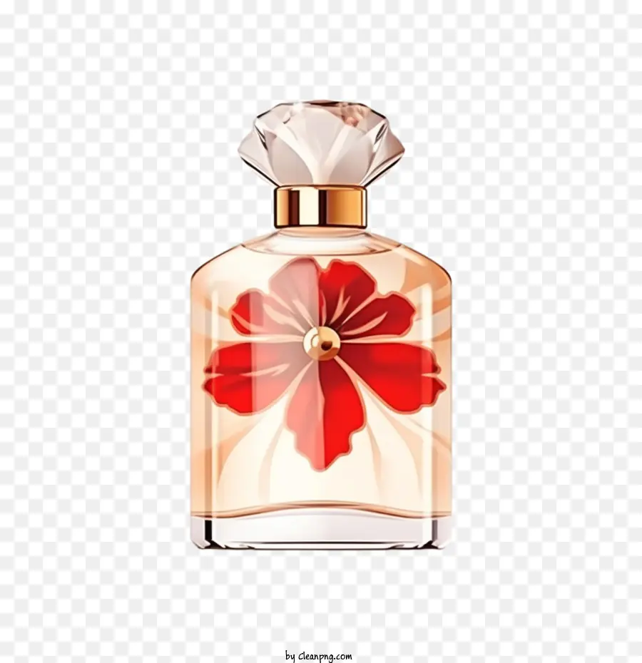 Bouteille De Parfum，Fleur Rouge PNG