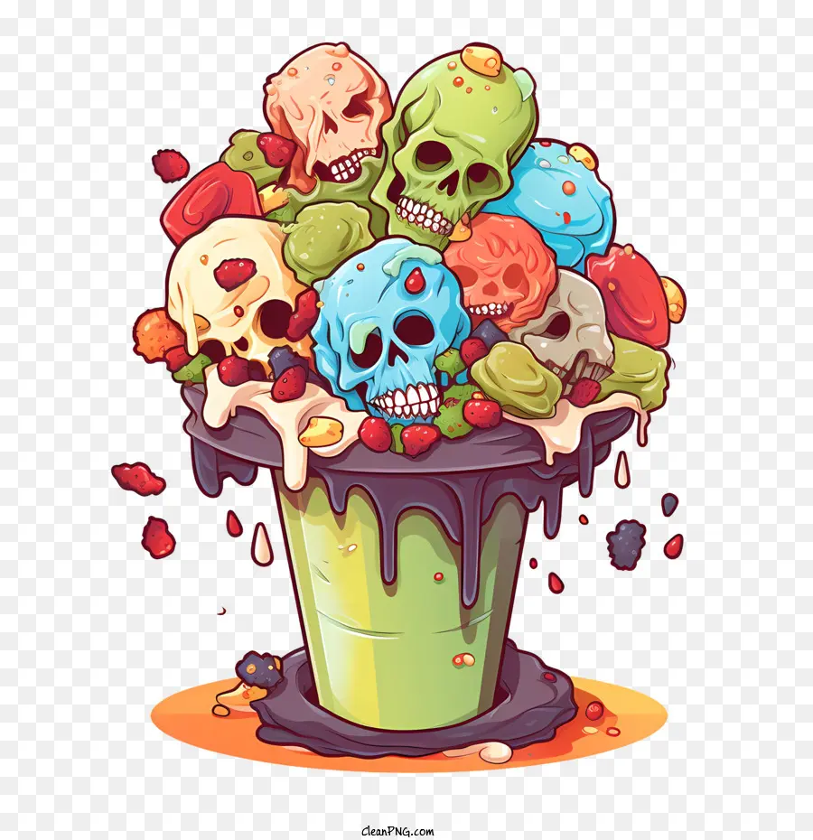 Glace Aux Zombies，Crâne Et Glace PNG