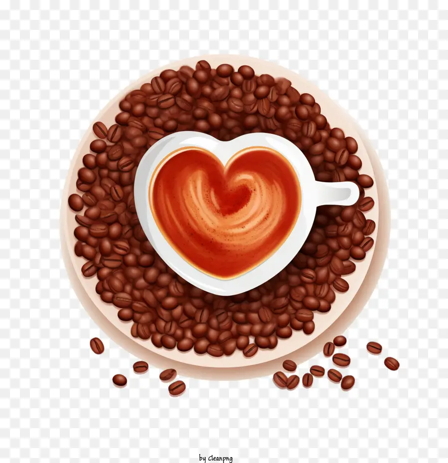 Coeur De Café，Café En Grains PNG