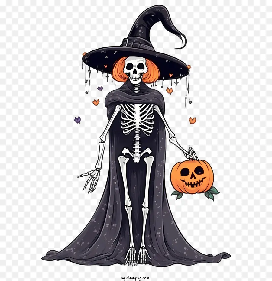 Squelette D'halloween，Sorcière Squelette PNG