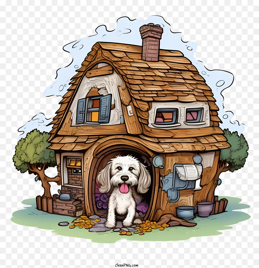 Niche Pour Chien，Petite Maison Mignonne De Griffonnage PNG