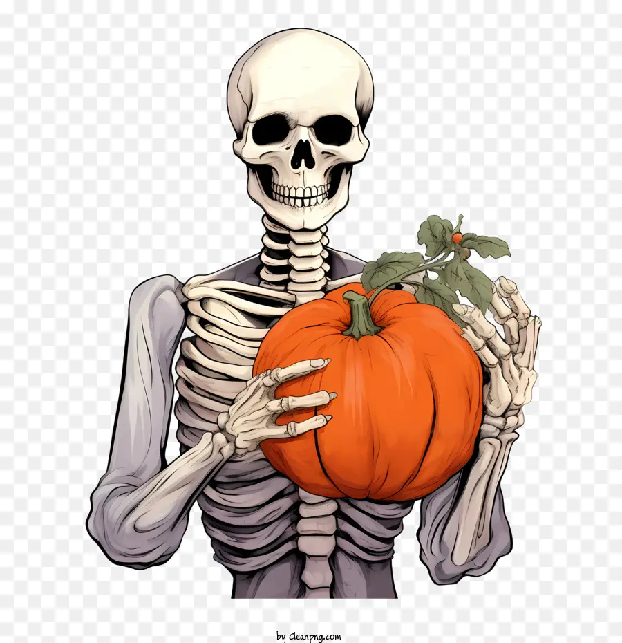 Squelette D'halloween，Squelette Avec Citrouille PNG