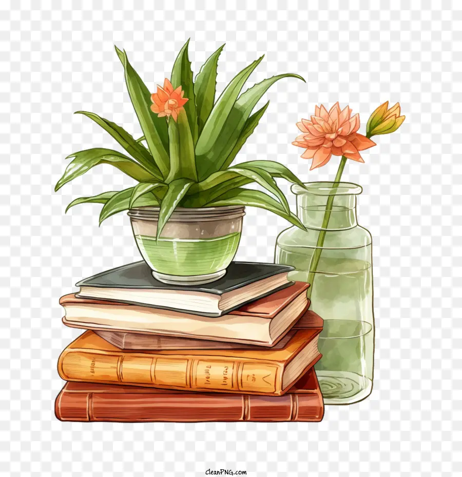 Aloé Vera，Livres Et Plantes PNG