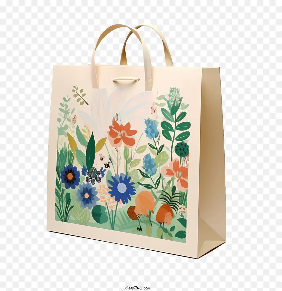 Sac En Papier écologique，Sac Fleuri PNG