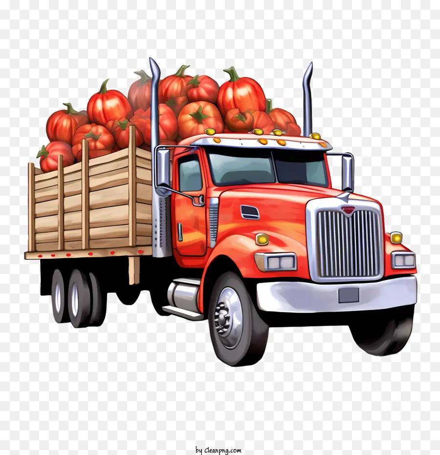 Camion De Récolte Transportant Des Citrouilles，Camion Avec Des Citrouilles PNG