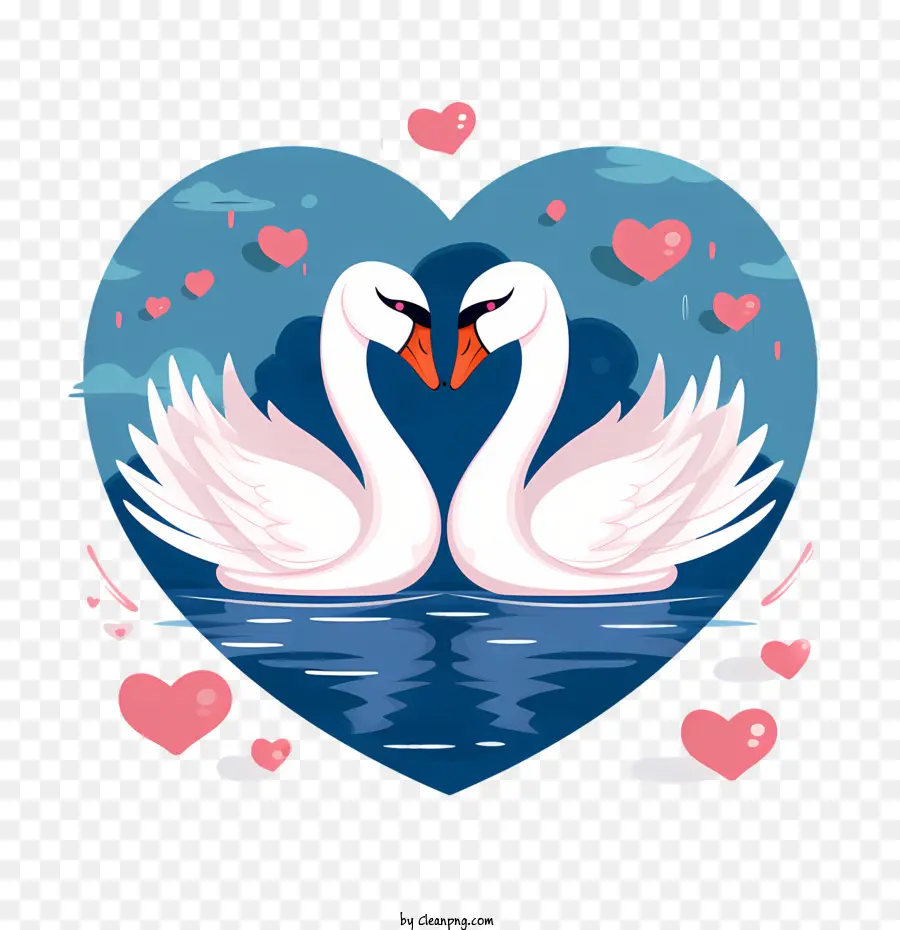 Cygne，Cygnes En Coeur PNG