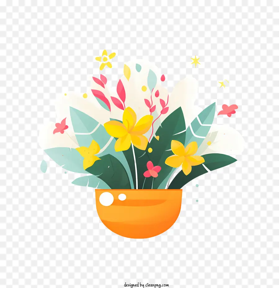 Pot De Fleur，Fleurs Jaunes PNG