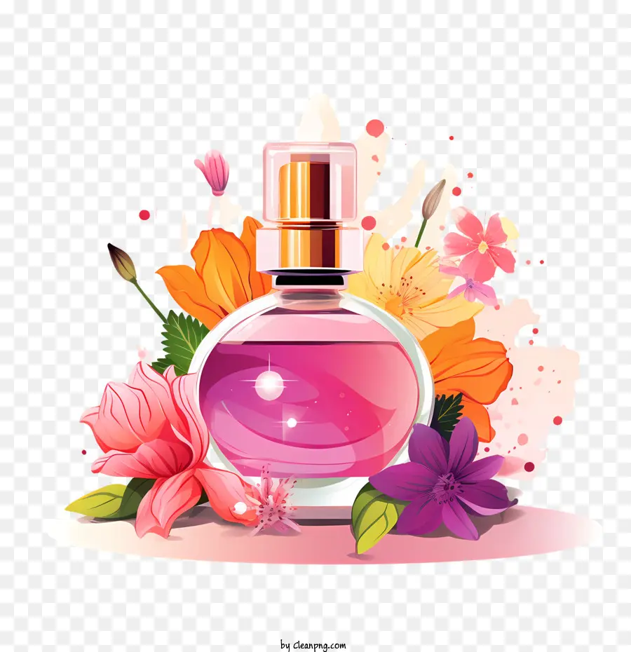 Bouteille De Parfum，La Couleur Rose PNG