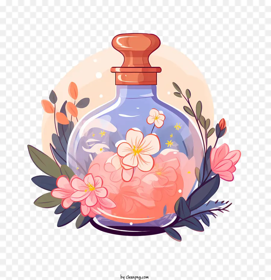 Bouteille De Parfum，Fleur PNG