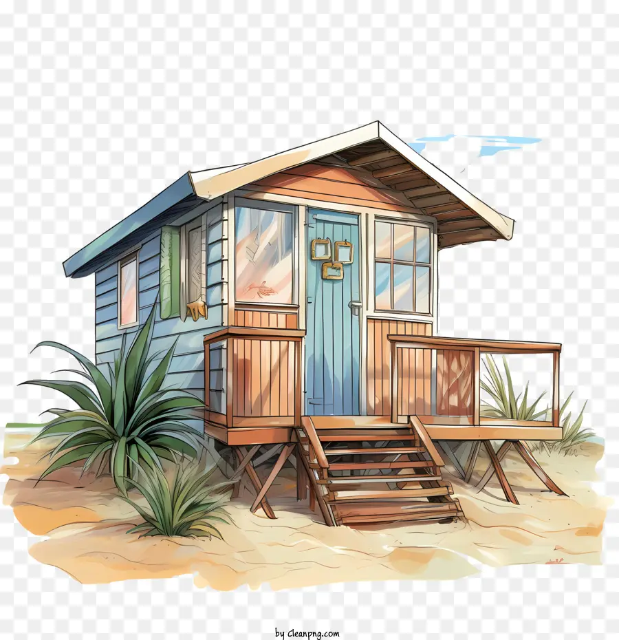 Cabane De Plage，Maison Bleue PNG