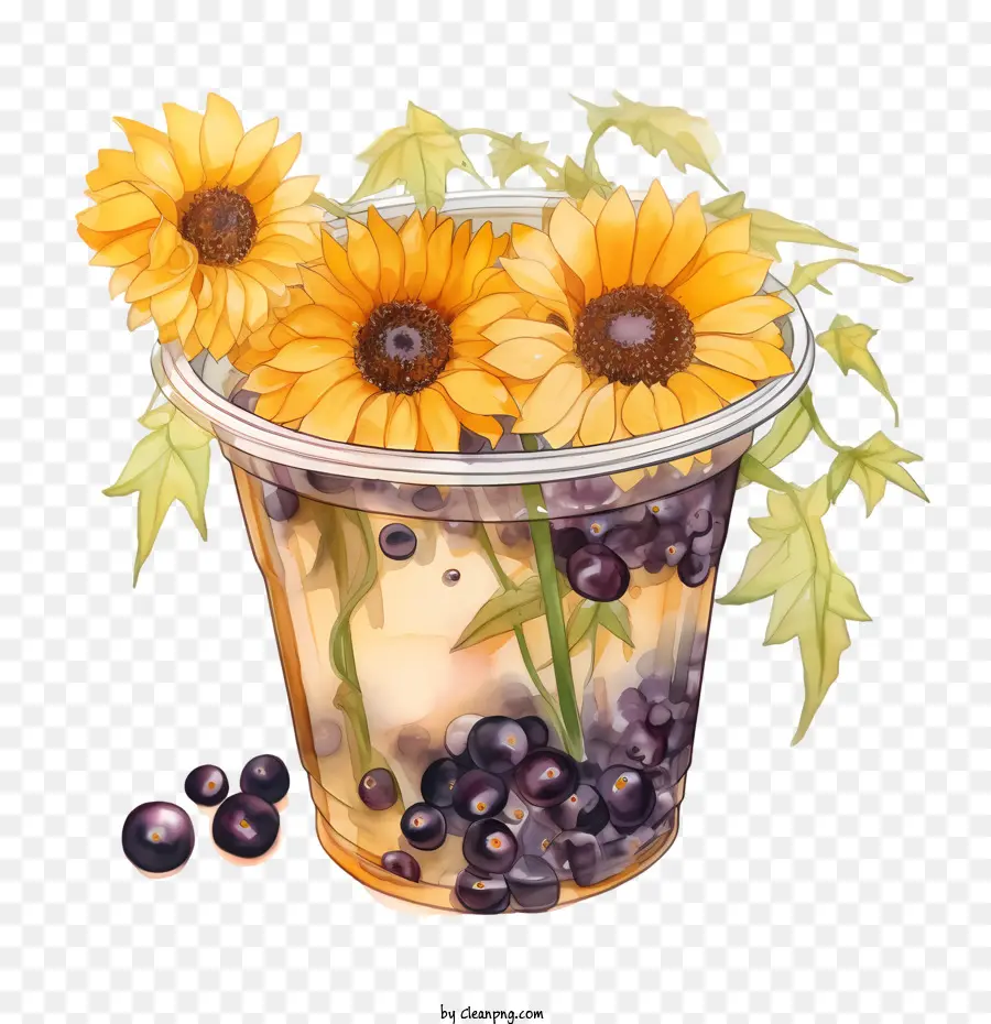 Bubble Thé Au Lait，Fleurs PNG