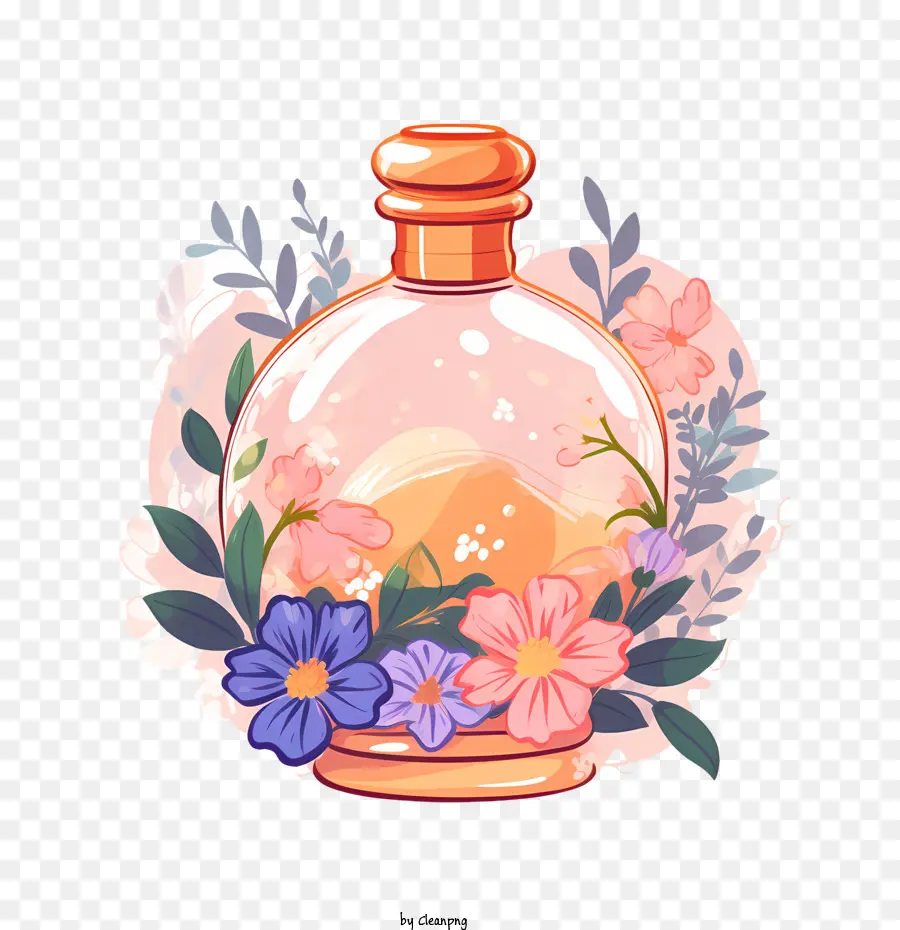 Bouteille De Parfum，Bouquet De Fleurs PNG