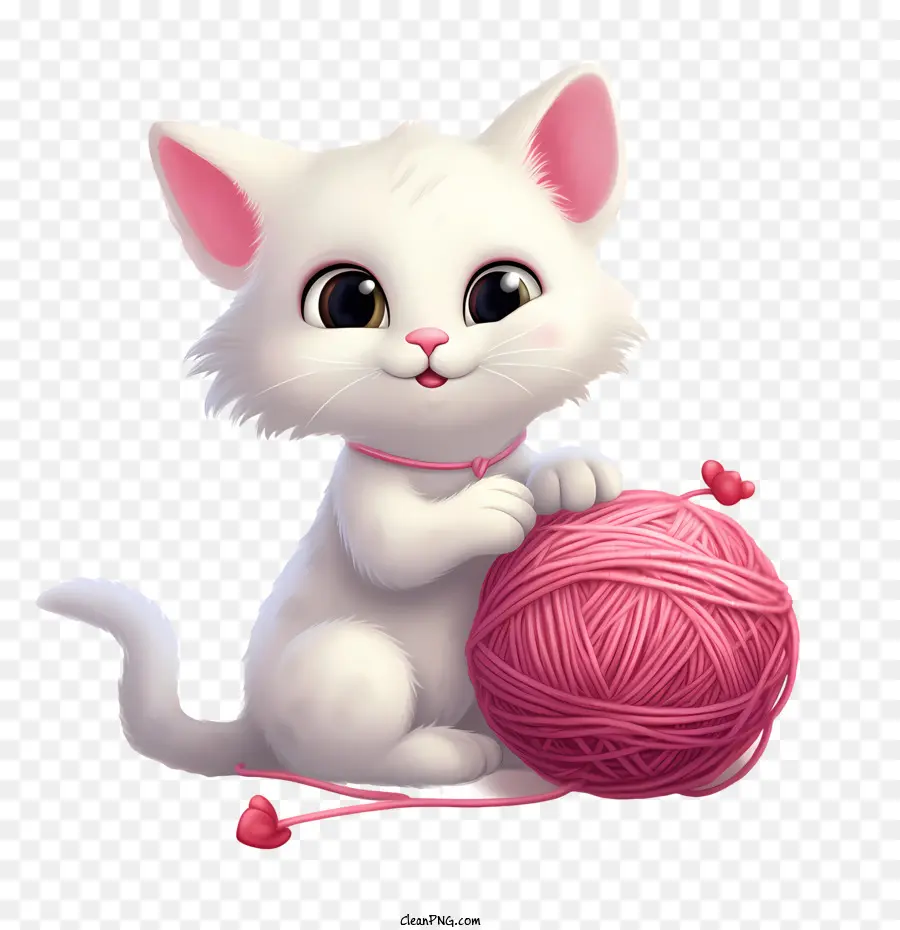 Chat Jouant à La Balle De Laine，Chat Mignon PNG