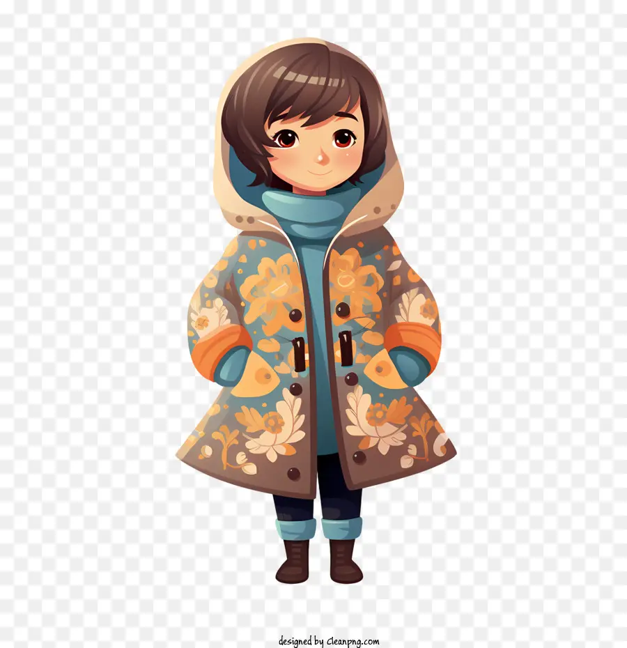 Fille D'hiver，Fille En Manteau D'hiver PNG