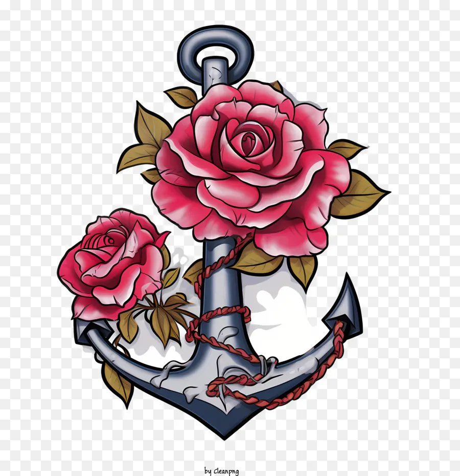 Journée Mondiale De La Mer，Ancre Avec Des Roses PNG