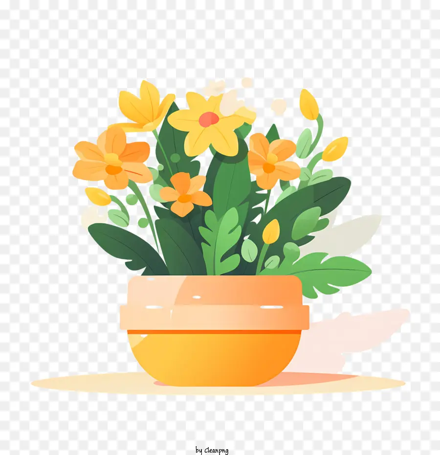 Pot De Fleur，Fleurs Jaunes PNG