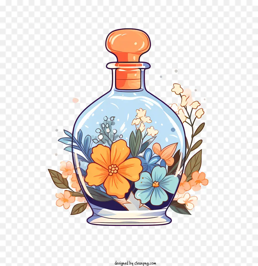 Flacon De Parfum，Bouteille De Fleurs PNG